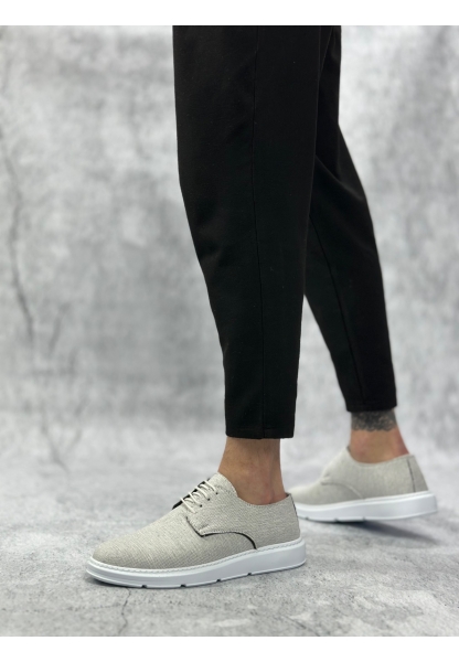 BA0003 Bağcıklı Klasik Spor Keten Beyaz Taban Casual Erkek Ayakkabı