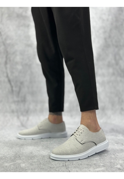 BA0003 Bağcıklı Klasik Spor Keten Beyaz Taban Casual Erkek Ayakkabı