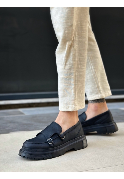 BA0242 Tokalı Klasik Yüksek Siyah Taban Erkek Ayakkabı