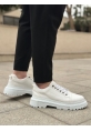 BA0245 Beyaz Akıllı Lastik Bağcık Yüksek Siyah Taban Günlük Erkek Ayakkabı