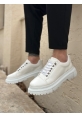 BA0245 Beyaz Akıllı Lastik Bağcık Yüksek Siyah Taban Günlük Erkek Ayakkabı