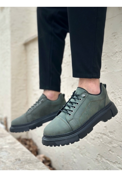 BA0245 Haki Akıllı Lastik Bağcık Yüksek Taban Günlük Erkek Ayakkabı