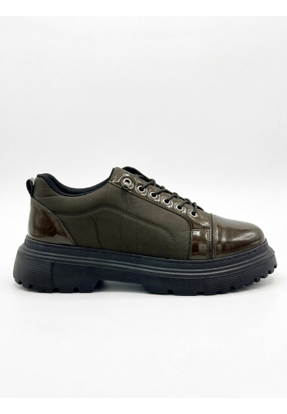 BA0245 Kahverengi Rugan Paraşüt Detaylı Akıllı Lastik Bağcık Yüksek Taban Günlük Erkek Ayakkabı