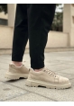 BA0245 Krem Süet Akıllı Lastik Bağcık Yüksek Taban Günlük Erkek Ayakkabı