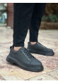BA0245 Siyah Akıllı Lastik Bağcık Yüksek Siyah Taban Günlük Erkek Ayakkabı