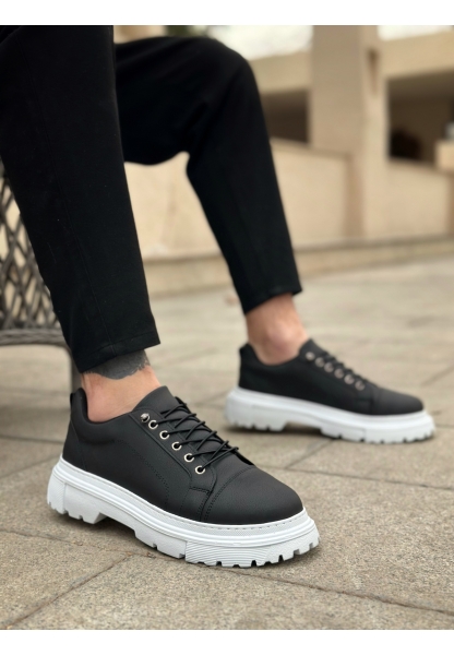 BA0245 Siyah Akıllı Lastik Bağcık Yüksek Taban Günlük Erkek Ayakkabı