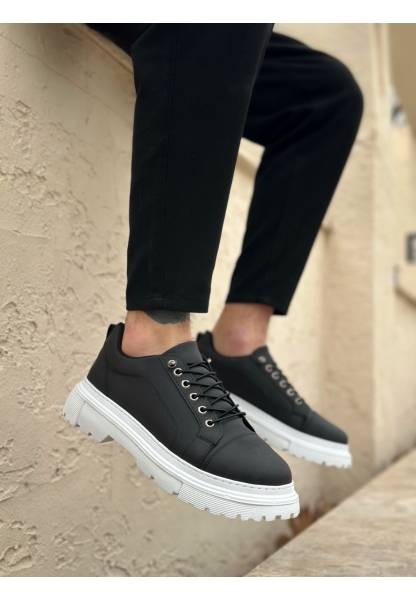 BA0245 Siyah Akıllı Lastik Bağcık Yüksek Taban Günlük Erkek Ayakkabı