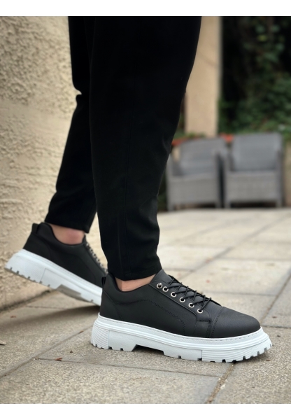 BA0245 Siyah Akıllı Lastik Bağcık Yüksek Taban Günlük Erkek Ayakkabı