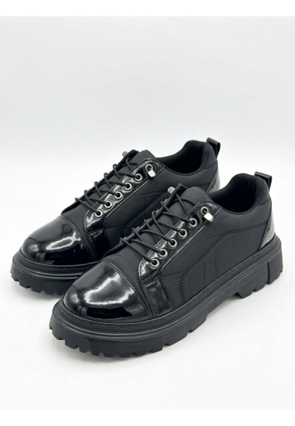 BA0245 Siyah Rugan Paraşüt Detaylı Akıllı Lastik Bağcık Yüksek Taban Günlük Erkek Ayakkabı