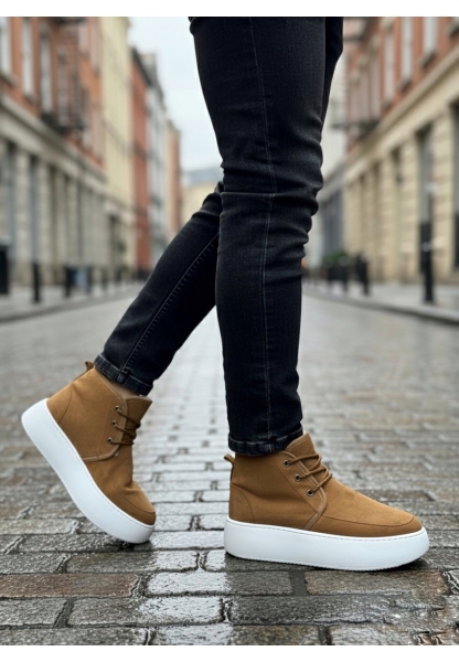 BA0550 İçi Kürklü Bağcıklı Taba Erkek Tarz Spor Bot