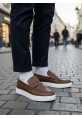 BA0580 Bağcıksız Kuşaklı Yüksek Taban Taba Cilt Erkek Ayakkabı