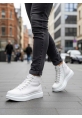 BA0713 Bağcıklı Beyaz Yüksek Taban Erkek Tarz Spor Bot