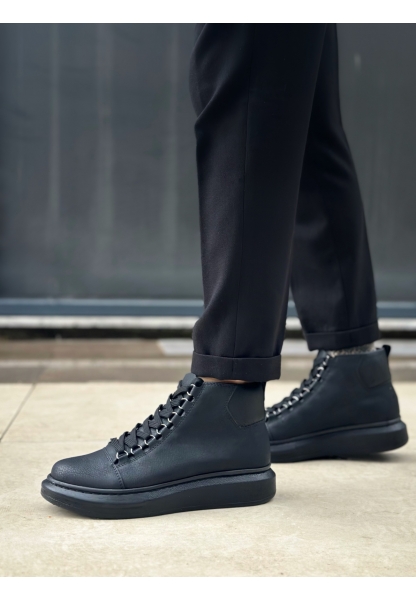 BA0713 Bağcıklı Yüksek Siyah Taban Erkek Tarz Spor Bot