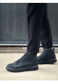 BA0713 Bağcıklı Yüksek Siyah Taban Erkek Tarz Spor Bot