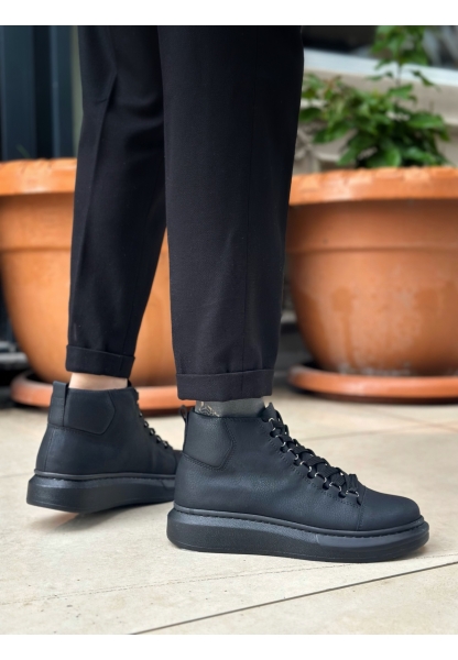 BA0713 Bağcıklı Yüksek Siyah Taban Erkek Tarz Spor Bot