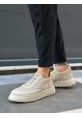 BA0911 Özel Örme Triko Deri Tozu Detaylı Bej Günlük Spor Ayakkabı 