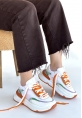 Aleh Beyaz Cilt Turuncu Detaylı Çift Bağcıklı Spor Ayakkabı