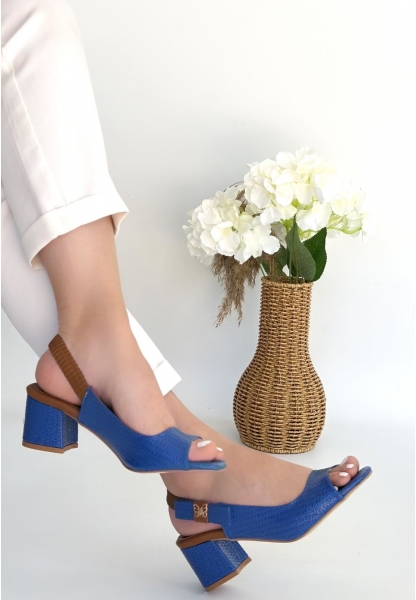 Alessi Mavi Rugan Topuklu Ayakkabı