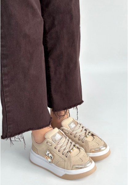 Ceans Bej Süet Bağcıklı Spor Ayakkabı