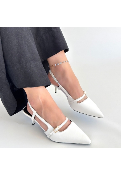 Darina Beyaz Cilt Topuklu Ayakkabı
