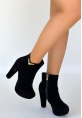 Denta Siyah Süet Topuklu Bot