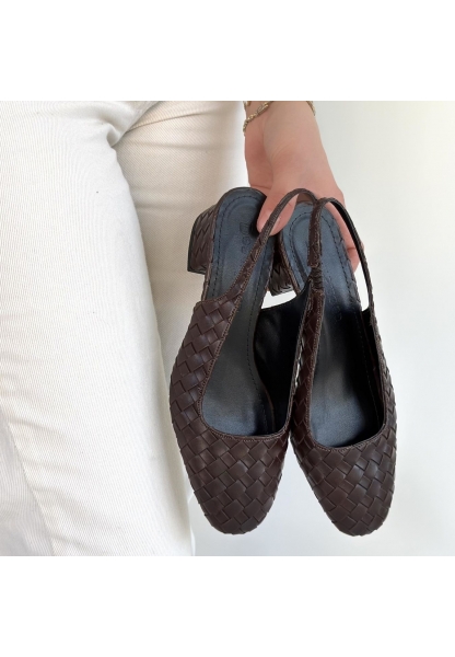 Dier Kahverengi Cilt Topuklu Ayakkabı