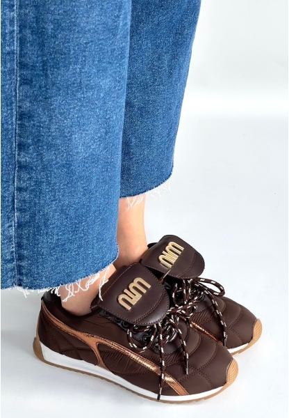 Dissa Kahverengi Cilt Bağcıklı Paraşüt Detaylı Spor Ayakkabı
