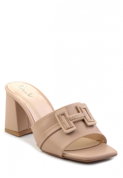 Erew Bej Cilt Topuklu Terlik