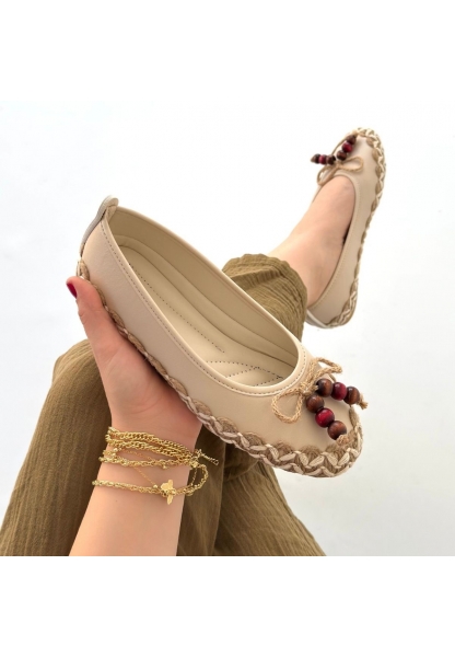 Ilwe Bej Cilt Babet Ayakkabı