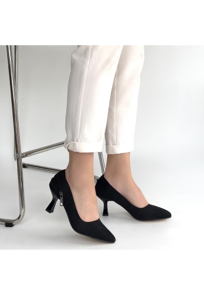 Jedi Siyah Süet Topuklu Ayakkabı