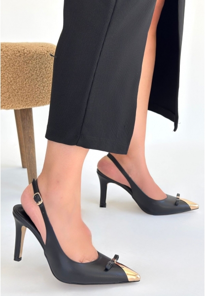 Joye Siyah Cilt Topuklu Ayakkabı