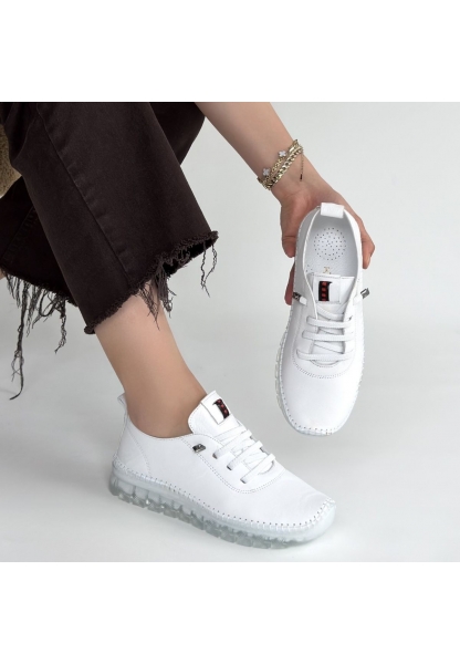 Kitta Beyaz Deri Bağcıklı Spor Ayakkabı