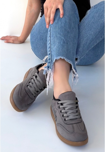 Lendo Gri Süet Bağcıklı Spor Ayakkabı