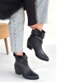 Lukana Siyah Cilt Topuklu Körüklü Bot