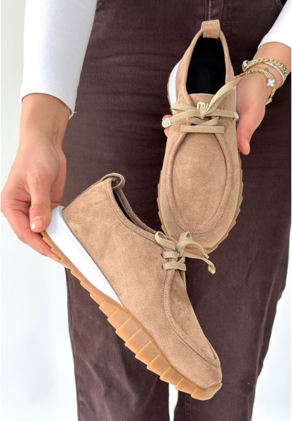 Lunga Bej Cilt Bağcıklı Spor Ayakkabı