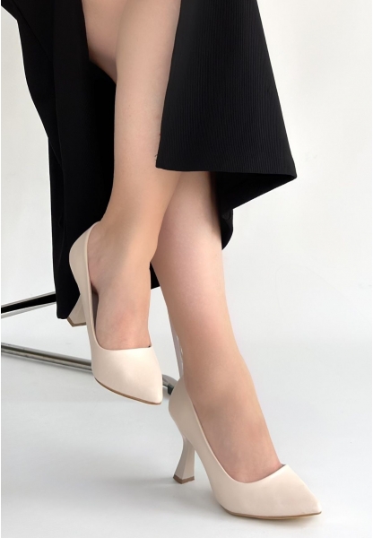 Meyli Bej Cilt Topuklu Ayakkabı