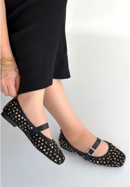 Moden Siyah Süet Babae Ayakkabı