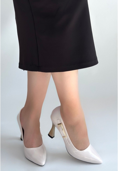 Motya Bej Rugan Topuklu Ayakkabı