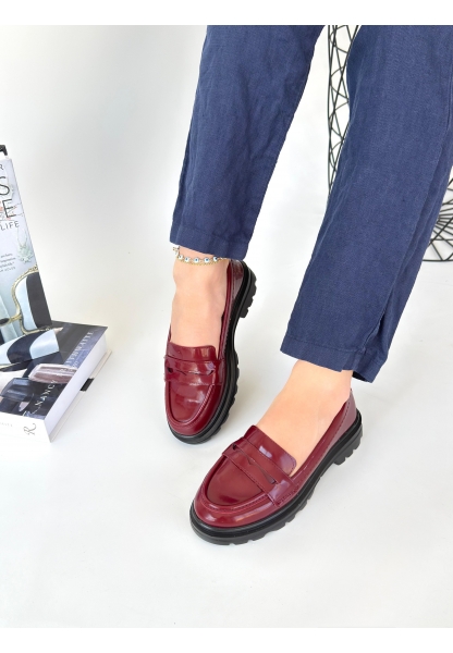 Narli Bordo Rugan Oxford Ayakkabı