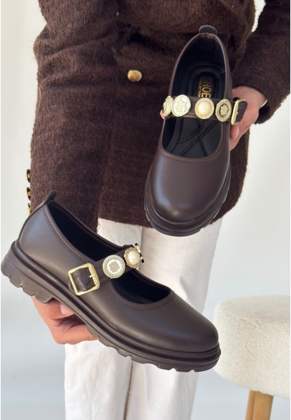 Okira Kahverengi Cilt Oxford Ayakkabı