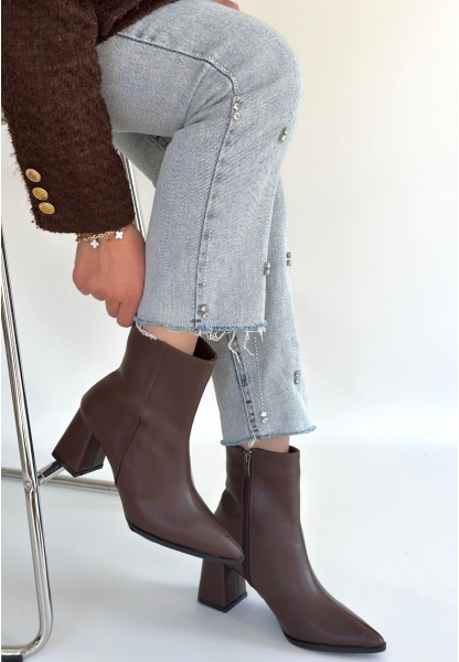 Oter Kahverengi Cilt Topuklu Bot