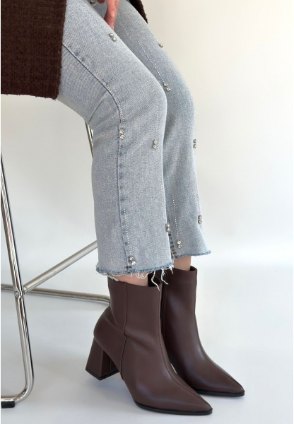 Oter Kahverengi Cilt Topuklu Bot