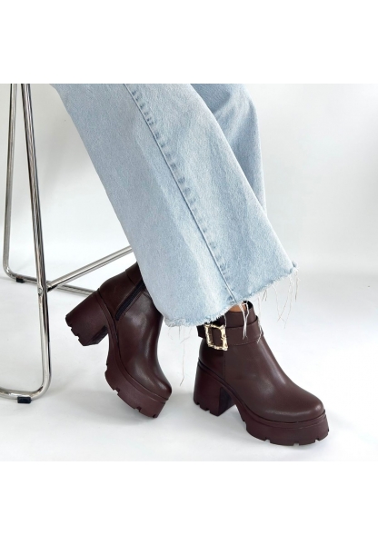 Pinma Kahverengi Cilt Topuklu Bot