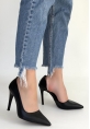Pley Siyah Cilt Stiletto Ayakkabı