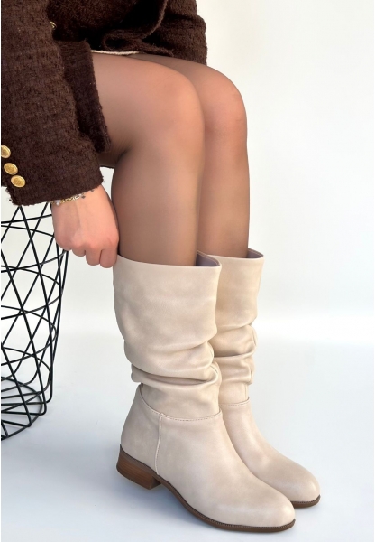 Plod Bej Cilt Körüklü Çizme