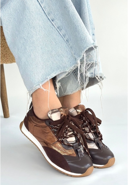Ranu Kahverengi Cilt Paraşüt Detaylı Bağcıklı Spor Ayakkabı
