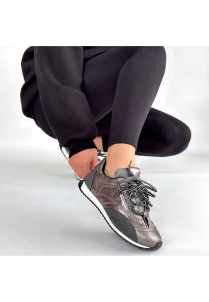 Ranu Platin Cilt Paraşüt Detaylı Bağcıklı Spor Ayakkabı
