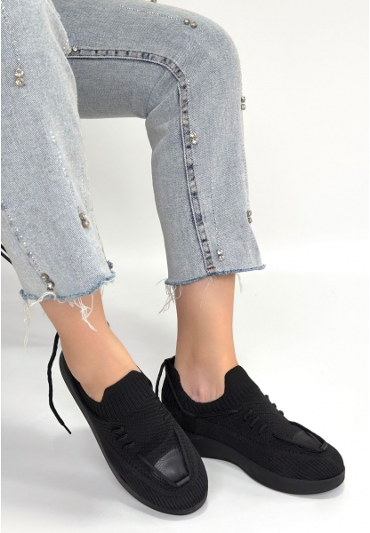 Renji Siyah Triko Bağcıklı Spor Ayakkabı