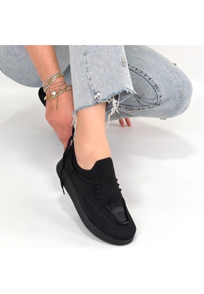 Renji Siyah Triko Bağcıklı Spor Ayakkabı