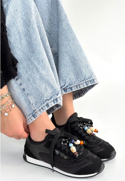 Riaf Siyah Cilt Bağcıklı Spor Ayakkabı